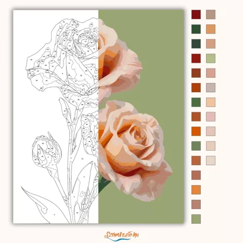 Bársonyos lisianthus virágok - számfestő készlet - Számfestő.hu - 50×60cm - Keret nélkül