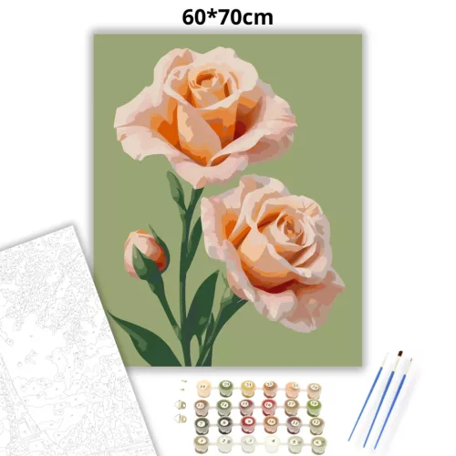 Bársonyos lisianthus virágok - számfestő készlet - Számfestő.hu - 60×70cm - Keret nélkül