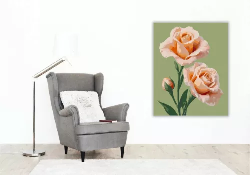 Bársonyos lisianthus virágok - számfestő készlet - Számfestő.hu - 80×100cm - Keretre feszítve