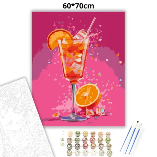 Aperol Spritz koktél - számfestő készlet - Számfestő.hu - 60×70cm - Keretre feszítve
