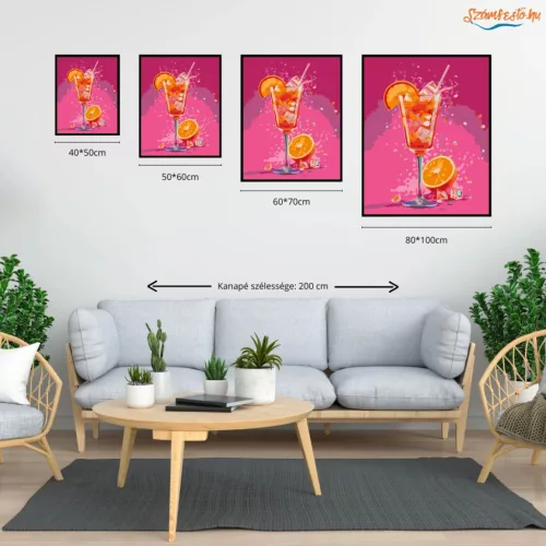 Aperol Spritz koktél - számfestő készlet - Számfestő.hu - 60×70cm - Keret nélkül