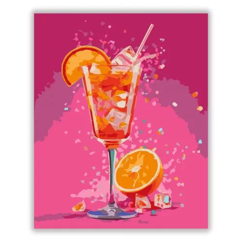 Aperol Spritz koktél - számfestő készlet - Számfestő.hu - 60×70cm - Keretre feszítve