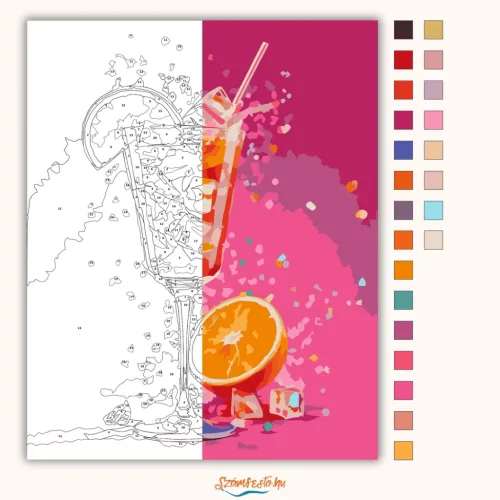 Aperol Spritz koktél - számfestő készlet - Számfestő.hu - 80×100cm - Keret nélkül