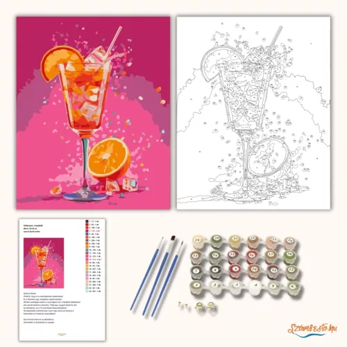 Aperol Spritz koktél - számfestő készlet - Számfestő.hu - 40×50cm - Keret nélkül
