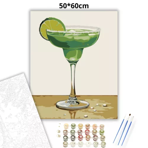 Margarita koktél - számfestő készlet - Számfestő.hu - 50×60cm - Keretre feszítve