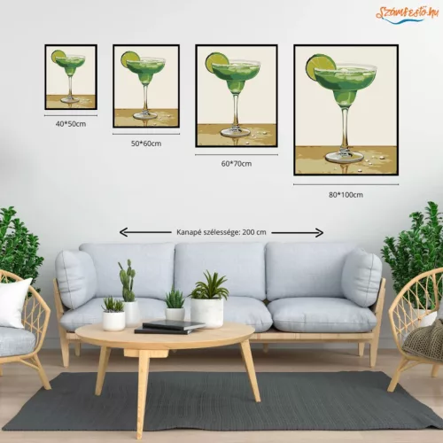 Margarita koktél - számfestő készlet - Számfestő.hu - 60×70cm - Keretre feszítve