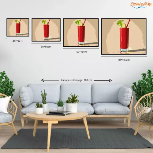 Bloody Mary koktél - számfestő készlet - Számfestő.hu - 50×60cm - Keretre feszítve