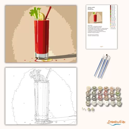 Bloody Mary koktél - számfestő készlet - Számfestő.hu - 60×70cm - Keretre feszítve