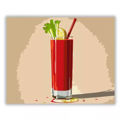 Bloody Mary koktél - számfestő készlet - Számfestő.hu - 80×100cm - Keret nélkül