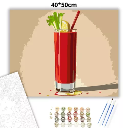 Bloody Mary koktél - számfestő készlet - Számfestő.hu - 40×50cm - Keretre feszítve