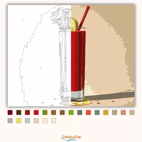 Bloody Mary koktél - számfestő készlet - Számfestő.hu - 40×50cm - Keretre feszítve