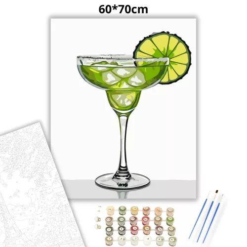 Friss margarita koktél - számfestő készlet - Számfestő.hu - 60×70cm - Keret nélkül