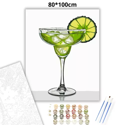 Friss margarita koktél - számfestő készlet - Számfestő.hu - 80×100cm - Keret nélkül
