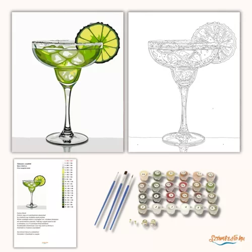 Friss margarita koktél - számfestő készlet - Számfestő.hu - 80×100cm - Keretre feszítve
