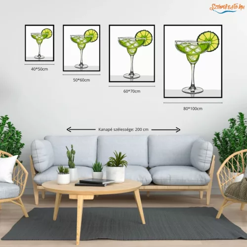 Friss margarita koktél - számfestő készlet - Számfestő.hu - 80×100cm - Keret nélkül