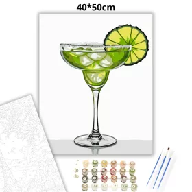 Friss margarita koktél - számfestő készlet - Számfestő.hu - 40×50cm - Keret nélkül