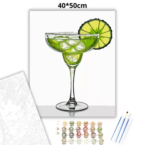 Friss margarita koktél - számfestő készlet - Számfestő.hu - 40×50cm - Keret nélkül