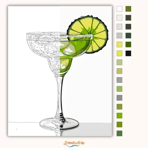 Friss margarita koktél - számfestő készlet - Számfestő.hu - 40×50cm - Keretre feszítve