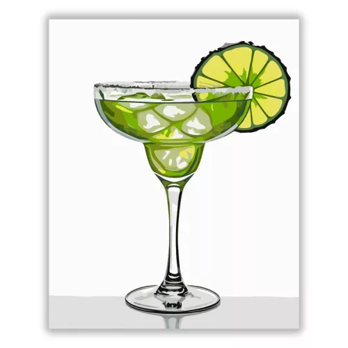 Friss margarita koktél - számfestő készlet - Számfestő.hu - 40×50cm - Keretre feszítve