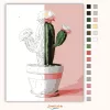 Cserepes kaktuszvirág - számfestő készlet - Számfestő.hu - 50×60cm - Keretre feszítve
