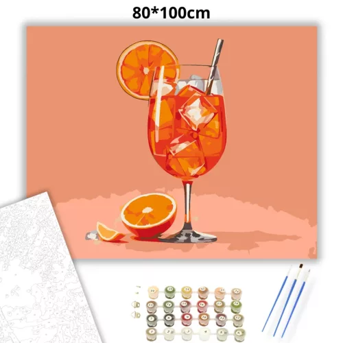 Napsütötte aperol spritz - számfestő készlet - Számfestő.hu - 80×100cm - Keretre feszítve