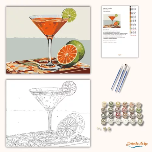 Friss daiquiri koktél - számfestő készlet - Számfestő.hu - 40×50cm - Keretre feszítve