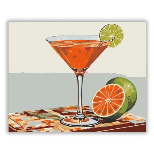 Friss daiquiri koktél - számfestő készlet - Számfestő.hu - 40×50cm - Keretre feszítve