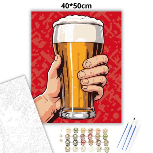 Habos korsó sör - számfestő készlet - Számfestő.hu - 40×50cm - Keretre feszítve