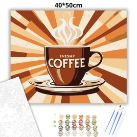 Retró kávécsésze - számfestő készlet - Számfestő.hu - 40×50cm - Keret nélkül