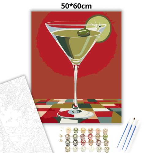 Martinis pohár - számfestő készlet - Számfestő.hu - 50×60cm - Keret nélkül