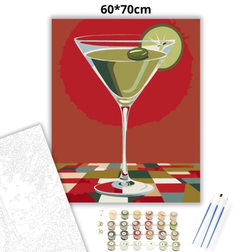 Martinis pohár - számfestő készlet - Számfestő.hu - 60×70cm - Keret nélkül