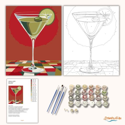 Martinis pohár - számfestő készlet - Számfestő.hu - 60×70cm - Keret nélkül