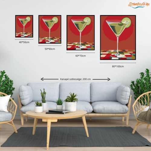 Martinis pohár - számfestő készlet - Számfestő.hu - 60×70cm - Keret nélkül