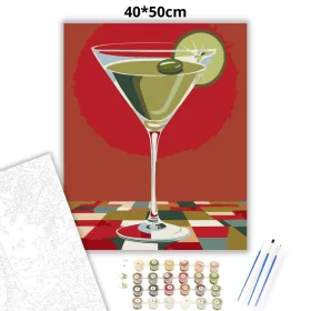 Martinis pohár - számfestő készlet - Számfestő.hu - 40×50cm - Keret nélkül