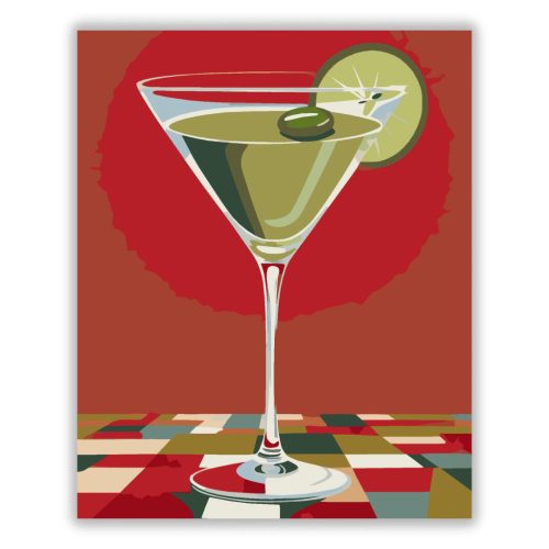 Martinis pohár - számfestő készlet - Számfestő.hu - 40×50cm - Keretre feszítve