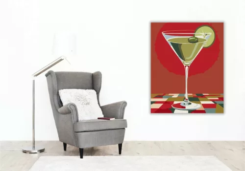 Martinis pohár - számfestő készlet - Számfestő.hu - 40×50cm - Keret nélkül