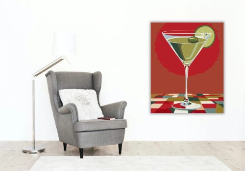 Martinis pohár - számfestő készlet - Számfestő.hu - 40×50cm - Keretre feszítve