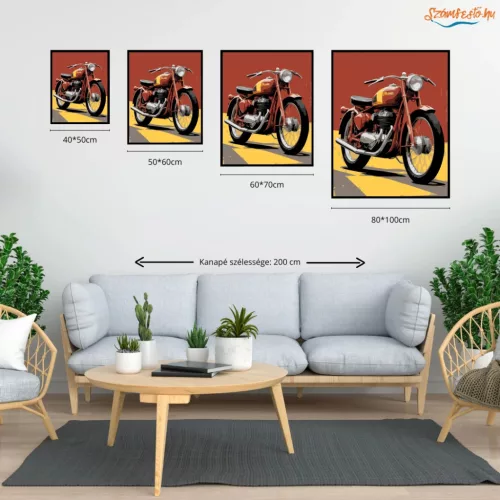 Piros retró motor - számfestő készlet - Számfestő.hu - 40×50cm - Keret nélkül