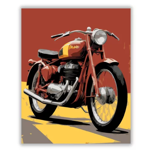 Piros retró motor - számfestő készlet - Számfestő.hu - 40×50cm - Keret nélkül