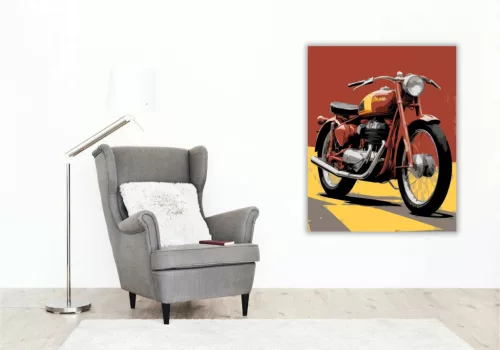 Piros retró motor - számfestő készlet - Számfestő.hu - 40×50cm - Keret nélkül