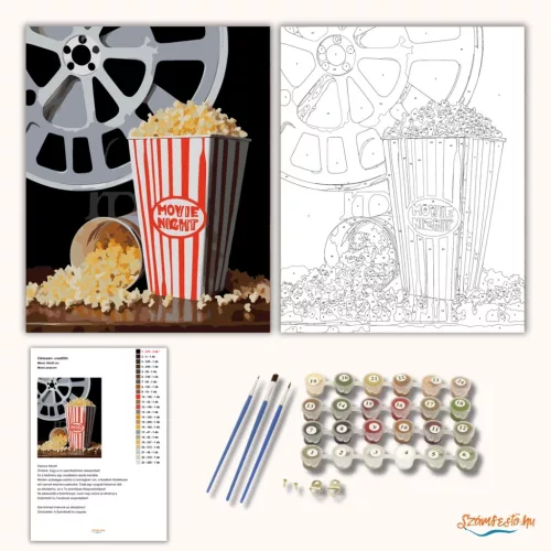 Mozis popcorn - számfestő készlet - Számfestő.hu - 60×70cm - Keret nélkül