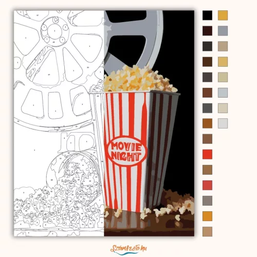 Mozis popcorn - számfestő készlet - Számfestő.hu - 40×50cm - Keret nélkül