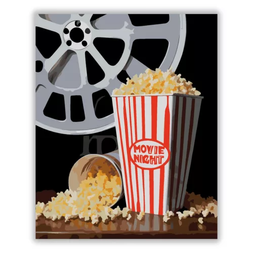 Mozis popcorn - számfestő készlet - Számfestő.hu - 40×50cm - Keret nélkül
