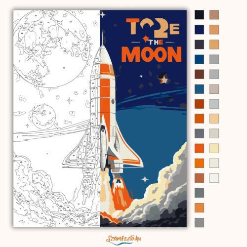 Retro Hold küldetés - számfestő készlet - Számfestő.hu - 50×60cm - Keret nélkül