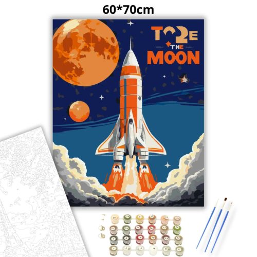 Retro Hold küldetés - számfestő készlet - Számfestő.hu - 60×70cm - Keret nélkül