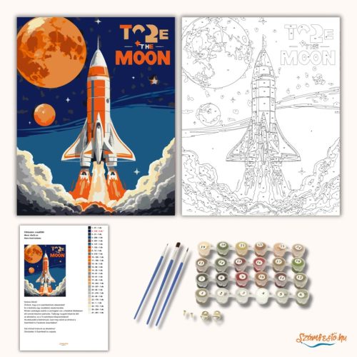 Retro Hold küldetés - számfestő készlet - Számfestő.hu - 60×70cm - Keret nélkül