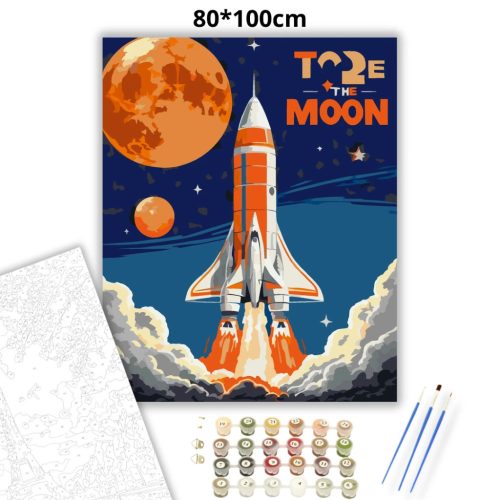 Retro Hold küldetés - számfestő készlet - Számfestő.hu - 80×100cm - Keretre feszítve