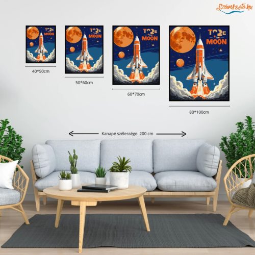 Retro Hold küldetés - számfestő készlet - Számfestő.hu - 80×100cm - Keretre feszítve