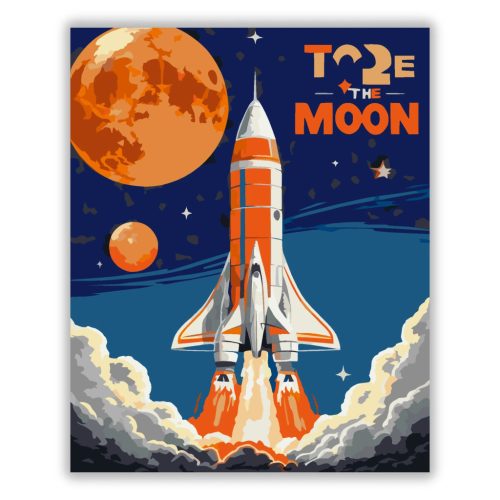 Retro Hold küldetés - számfestő készlet - Számfestő.hu - 80×100cm - Keret nélkül