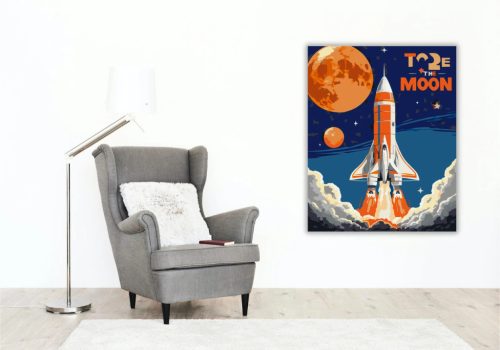 Retro Hold küldetés - számfestő készlet - Számfestő.hu - 80×100cm - Keret nélkül